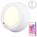 HONWELL Wireless Shower Light USB Rechargeable, Motion Sensor Ceiling Light with Remote and Timer, RGB Bathroom Light, Dimmable LED Battery Light for Closet Pantry Bedroom Dorm, 220LM,1 Pack, White
