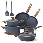 MAISON ARTS Kitchen Cookware Sets Nonstick, 12 Piece Pots and Pans Set Granite Cooking Set for Induction & Dishwasher Safe, Oven, Stovetop, Blue