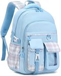 PIG PIG GIRL Girls Backpack, Lightweight Kids Backpack Functional Pockets Kawaii Teen School Backpack Watrer Resistant Bookbag for Primary Elementary School,Age 6-14 years,Blue