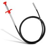 Blushinsta ABS and Stainless Steel Hair Catching Drain Cleaner Wire Spring Sink Cleaning Stick (162cm ; Red)