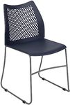 Flash Furniture HERCULES Series 661 lb. Capacity Navy Stack Chair with Air-Vent Back and Gray Powder Coated Sled Base