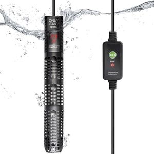 ONLYSTAR Fish Tank Heater 50W/100W/200W/300W/500W with Over-Temperature Protection, Explosion Proof Quartz Glass, Aquarium Heater with LED Thermostat Controller (200W)