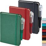 3 Pack Small Notebook notepad, A6 Mini Pocket Notebooks Journal for Men & Women Travel Writing, Small Leather Note Book Note Pad with 100Gsm Lined Paper, Black, Red, Green Notebook