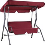 CASARIA® Hollywood Canopy Swing Chair | 2 Seater | Weatherproof Rocking Bench with Roof and Backrest | Non-Slip Feet | Outdoor Garden Patio Seat | Up to 200kg | Ruby Red