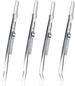 4 Pack Diamond Stone Tweezers Gems and Jewelry Tweezers Precision Industrial Tweezers Stainless Steel Include Fine Point Tip Straight Tweezer and Locking Curved Tip Precision Locking Tweezer