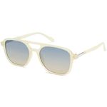 SOJOS Retro Aviator Sunglasses for Women Men,Trendy Rectangle Womens Mens Shades Sun Glasses SJ2202 Light Milky Yellow Blue Grading