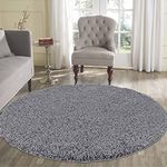 Serdim Rugs Living Room Round Shaggy Area Rugs Dark Grey Round 120x120cm(4x4')