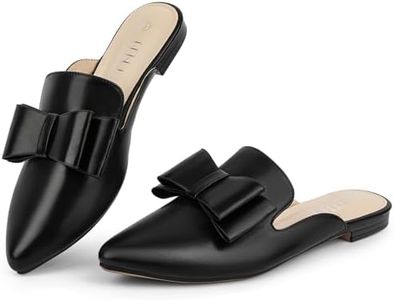 MUSSHOE Women Flats Mules Shoes: Suitable for Fashionable Women - Pointed-Toe Design Enriches Your Outfits - Memory Foam Relieves Foot Pain During Play - Heelless Makes Wearing Convenient - Black PU 10
