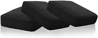 Smarcute High Stretch Individual Seat Cushion Covers Sofa Slipcovers Couch Cushion Covers Sofa Covers Featuring Jacquard Textured Twill Fabric (3 Packs, Black)