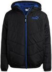 PUMA Boys' Puffer Bubble Jacket - Polar Fleece Lined Outerwear Jacket for Boys (S-XL), Black/Blue, Large