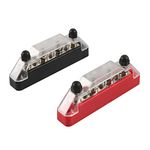 7 Terminals Bus Bar,DC 150A Bus Bar Block with Cover,2PCS Bus Bar Battery Power Distribution Block 4 X M6 Car Terminal Block Studs 3 X M4 Terminal Screws for Car Boat Marine Caravan RV (7 Terminals)