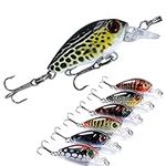 Crankbaits Fishing Lures 6 Pcs,Floating Fishing Bait,Hard Baits Treble Hooks 3D Lifelike Eyes with Tackle Box,Sea Lake Fishing，Fishing Lures Pike and Perch Trout, Etc.