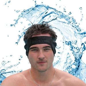 AquaBandz Swimming Headband – Ear Protection for Swimmers, Prevents Water in Ears, Comfortable & Quick-Drying – Standard – Black