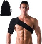 Katslyn Neoprene Right/Left Shoulder Support Strap, Adjustable Shoulder Support Brace For Men and Women, For Frozen Arm and Muscle Pain Relief, Injury Prevention (Black With Storage Bag)