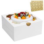 Dona.fen 24 Pack 8X8X4 Inch White Cake Boxes with PVC Window-Bakery Boxes for Cakes, Treats, Cookies, Cupcakes and Donuts,Dessert Box- Pastry Box-Snack Box-Bulk Gift Box-Includes Stickers