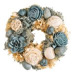 Nestasia Rose Dried Flower Wreath, Eco-Friendly Christmas Home Dcor, Door & Wall Hanging, Blue