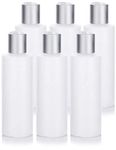 JUVITUS 6 oz Clear Natural Refillable Plastic Squeeze Bottle with Silver Disc Cap (6 pack)