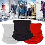 Golden Apple 3PCS Winter Neck Warmer Neck Gaiter Fleece Skiing Cycling Windproof Balaclava Scarf For Men Women (Black+White+Red)