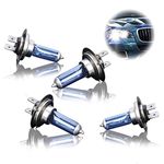 JJ PRIME - 4-Pack Super Bright White Halogen Xenon Effect H7 Headlight Bulb, 12V 100W WhiteVision 5000K H7 Bulb Replacement Car Exterior Light Bulbs