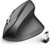 iClever Ergonomic Mouse, WM101 Wireless Vertical Mouse 6 Buttons with Adjustable DPI 1000/1600/2000/2400 Comfortable 2.4G Optical Mice for Laptop, Computer, Desktop, Windows, Mac OS (Black)