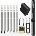 FNIRSI Soldering Iron Kit, DC/PD(96W/65W) Mini Digital Soldering Iron, 80-420°C Fast Heating, 6 Soldering Tips, Digital OLED Screen Display, Auto Sleep(with Power Adapter)