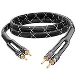 GearIT 14AWG Premium Heavy Duty Braided Speaker Wire (25 Feet) with Dual Gold Plated Banana Plug Tips - Oxygen-free Copper (OFC) Construction, Black