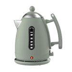 Dualit Lite 1.5L Jug Kettle - Polished Stainless Steel with Black Trim, Fast Boiling, Non-Drip, Dual Measuring Windows, 3kW, 230V, Sage