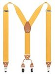 Timiot Men’s Y-Back 4 Metal Clip Elastic Wide Suspenders Perfect For Both Casual&Formal, Yellow, One Size