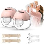 S21 MNSL Wearable Breast Pump, Hands-Free Breast Pump, Wireless Portable Breast Pump, Leak Proof with 2 Modes 12 Levels, Portable Breast Pumps,24mm Flange, 2 Pack (Pink)