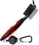 Golf Brush Groove Cleaner with Retractable Zip-line and Aluminum Carabiner Cleaning Tools(Red)