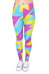 kukubird Printed Patterns Women's Yoga Leggings Gym Fitness Running Pilates Tights Stretchable Skinny Pants -Neon Sport