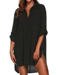 Ekouaer Womens Cover Up Swimwear Casual Beach Coverup Shirt Short Beach Dress,XX-Large