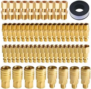 59-Piece 1/4 Inch Air Compressor Fittings Kit with Teflon Tape