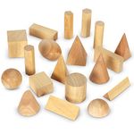 Learning Resources Wooden Geometric Solids (Set of 19), Beige