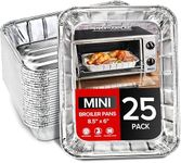 Stock Your Home 25 Pack- Mini Toaster-Oven Broiler Pans, Single Serve, For Personal Use & Dorm Rooms, 8.5" x 6", Great for Small Cakes or Individual Meals