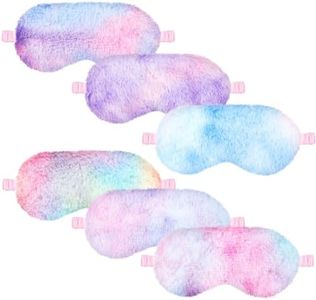 Cuffbow 6 Pcs Plush Sleep Eye Mask Silk Furry Eye Covers for Sleeping Cute Sleep Mask Fluffy Comfortable Sleeping Blindfold for Travel Sleepover Nap Party Supply Girls Women, Rainbow Color