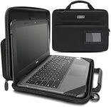 IBENZER EVA Stay-in Protective Case for 11" MacBook Air/Asus/Acer/Samsung/HP/Lenovo Chromebook Laptop, Hardshell Laptop Bag with ShoulderStrap+Handle+Pocket for K-12 Students,Work,Black, EVA-LSPK-BK