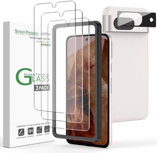 [3+1 Pack] amFilm Tempered Glass Screen Protector Compatible with Google Pixel 8A 2024 6.1 inch, with Camera Lens Protector, HD Clear, Anti-Scratch Bubbles-Free (Transparent)