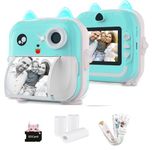 Instant Print Camera for Kids - 1080P HD, 48MP, SD Card, Bluetooth, Free App, 3 Rolls Print Paper, Stickers, Fun Filters, Gift for Boys and Girls - Pink Camera for Kids 4-12 y (Blue)