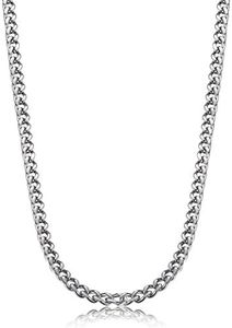 FIBO STEEL 3.5mm Stainless Steel Mens Womens Necklace Curb Link Chain 24 inches