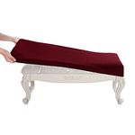 BUYUE Luxury Shoe Bench Cover, (36.5"- 48") L x (13.8"- 18") W Stretch Jacquard Washable Rectangle Long Dining Bench Slipcover (L, Burgundy)