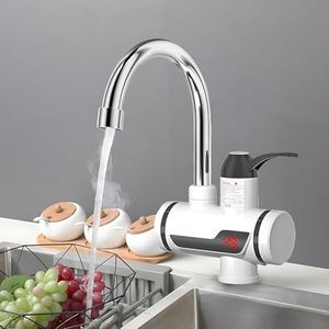 DERIKO Instant Electric Water Heater Faucet (3000W) Tankless for Kitchen & Bathroom, Energy-Efficient With Adjustable Temperature Control, LED Electric Head for Home