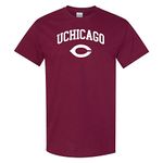 NCAA Arch Logo, Team Color T Shirt, College, University, Uiversity of Chicago Phoenix Maroon, M