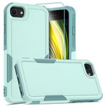 ANSHOW for iPhone 6/7 / 8 / SE Heavy Duty Case with One Screen Protector, Shockproof Protective Drop Protection Phone Case Full Body Protection Hard Case,Green