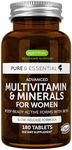 Pure & Essential Advanced Multivitamin & Minerals for Women with Iron, Sustained Release, Plus Folate, Vitamin D3 1000iu & Zinc, 90 Servings