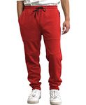 WT02 Men's Casual Tech Fleece Sweatpants, Red, Medium