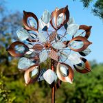 Lariander Wind Spinners Outdoor for Yard and Garden, Metal Large Wind Spinner & Sculptures 84 Inch, Kinetic Windmills for Yard Decor Gifts for Family Friends