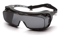 PYRAMEX Cappture Over Prescription Safety Glasses, Gray H2MAX Anti-Fog Lens w/Rubber Gasket