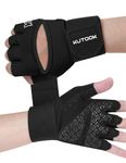 KUTOOK Women Weight Lifting Glove with Wrist Support Workout Gym Gloves for Men Exercise Fitness Gloves with Palm Protection & Extra Grip, Black