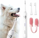 Roilpet Dog Teeth Cleaning Kit, Dog Plaque and Tartar Remover with Dog Finger Toothbrush, Rechargeable Sonic Electric Dog Tooth Scraper & Brushing Kit for Dog, Pet